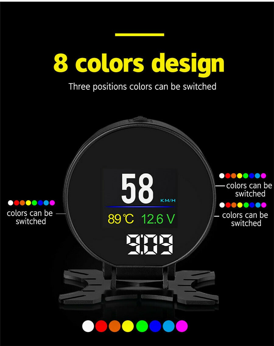 Auto OBD Car Head Up Display Digital Speedometer RPM Temperature Turbo Pressure