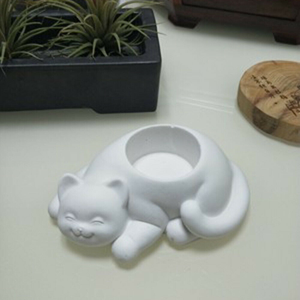 Cat Flower Pot Silicone Mould Succulent Planter Handmade Candle Holder Craft DIY