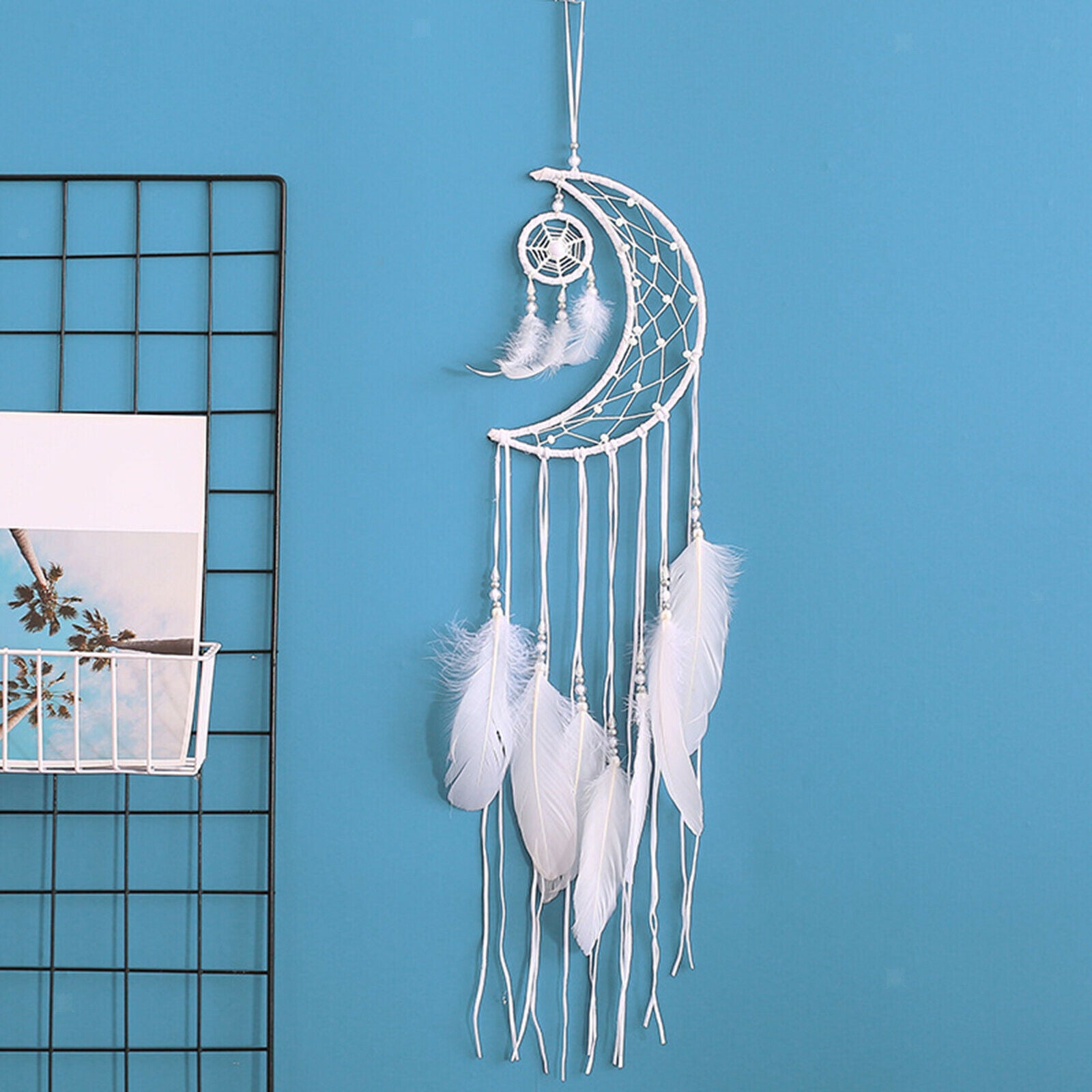 Hanging Moon Dream Catcher Art Decoration for Living Room Craft Ornament