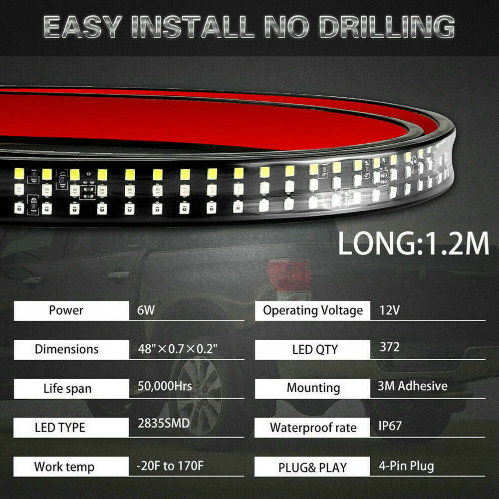 60"Truck Tailgate LED Light Bar Brake Reverse Turn Signal Stop Tail Strip 2021