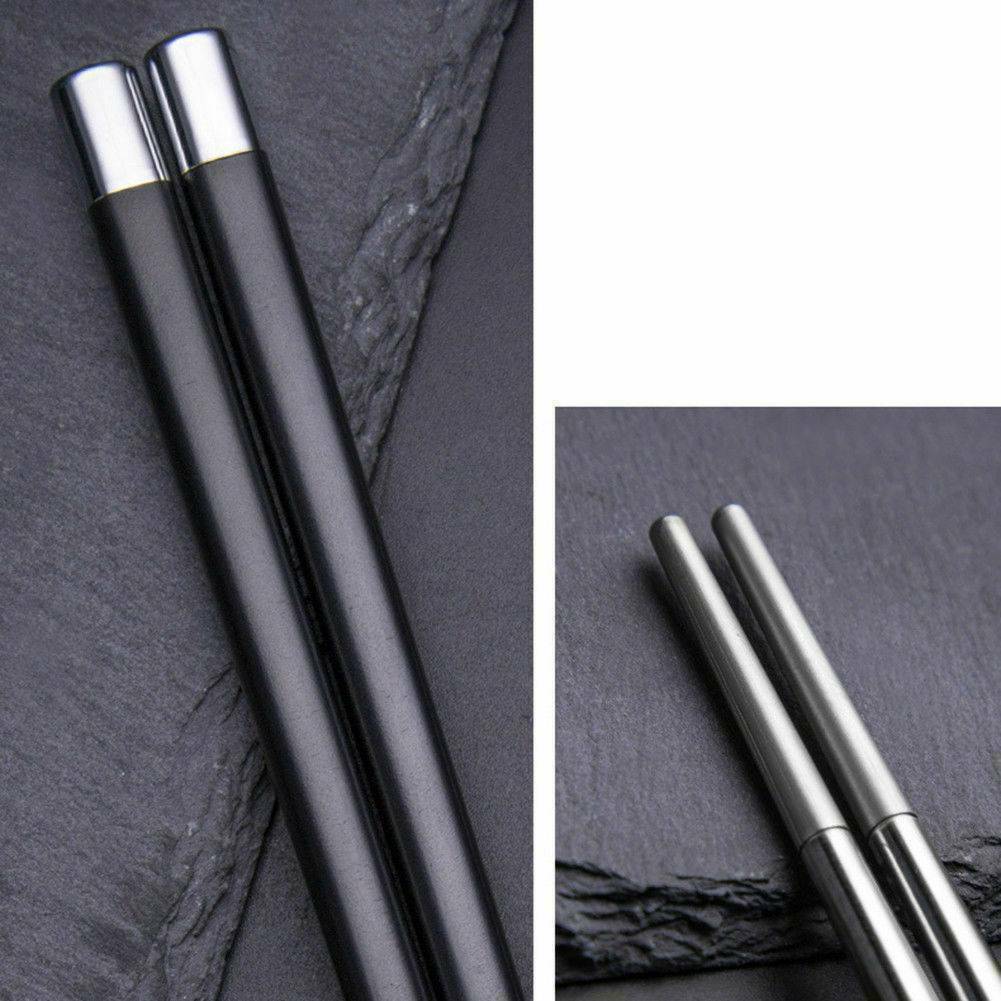 1 Pair High Grade Stainless Steel Reusable Chopsticks Metal Chinese Chop Stick.