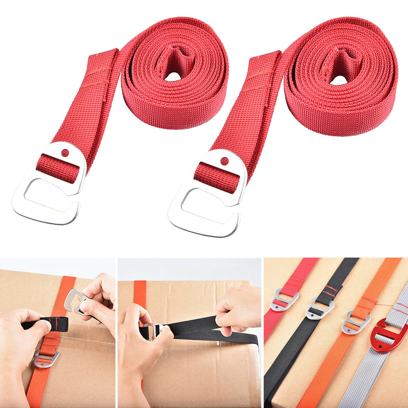 Heavy Luggage Strap with Hook Suitcase Safe Tie Belt Flat Bungee Cord 1m,Red