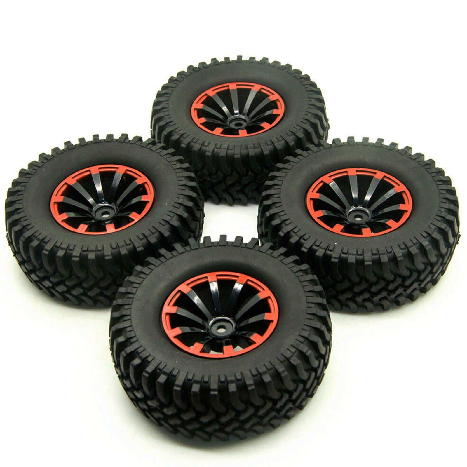 4Pcs 1:10 Short Course Truck Rubber Tire + Wheel Rim 100mm For Rock Crawler Car