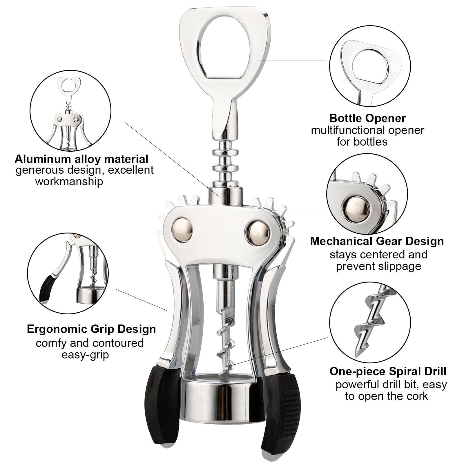 Kitchen Set Bottle Beverage Lever Corkscrew and Stainless Steel Can Tin Opener