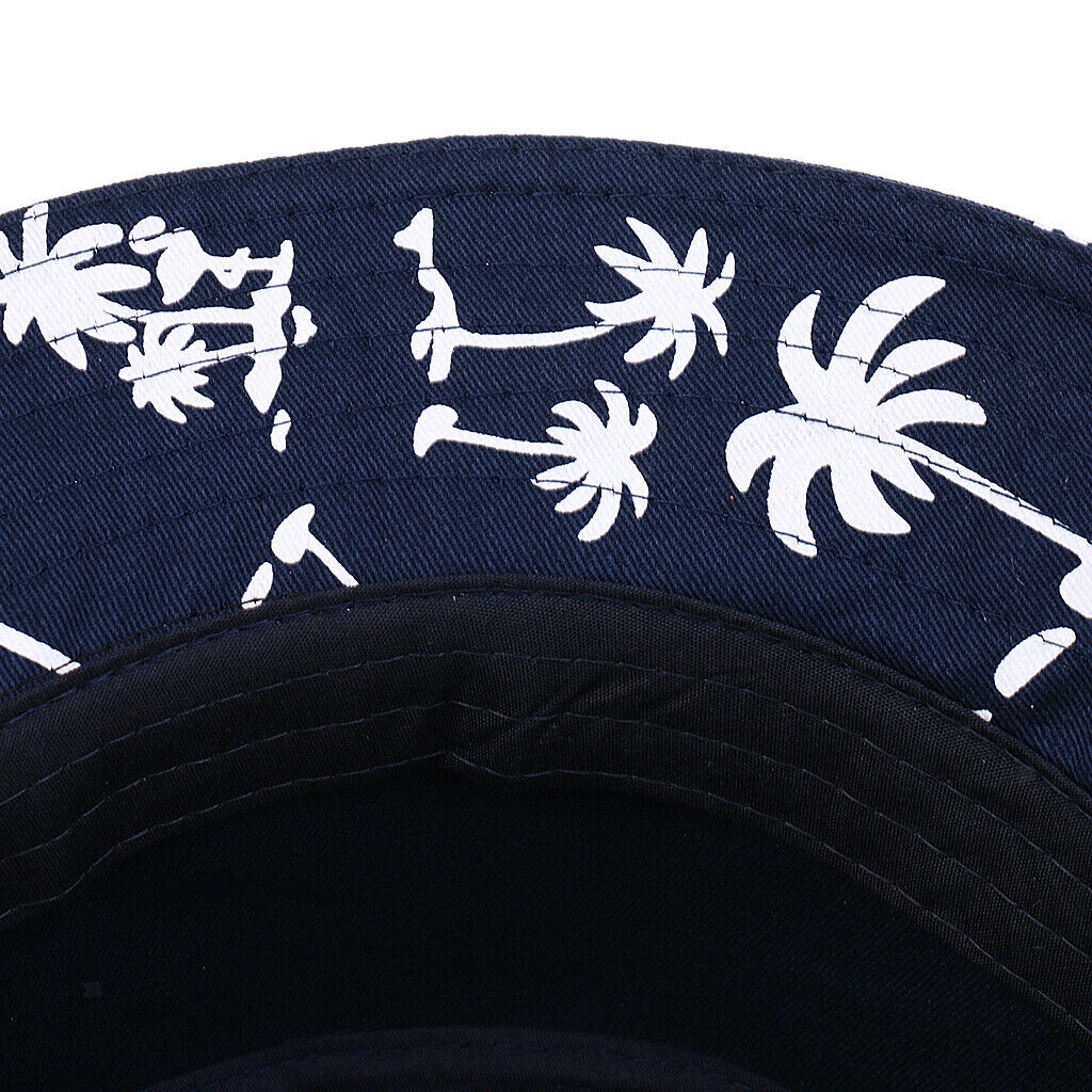 100% Cotton Packable Summer Sunhat Travel Bucket Hat Wide Brim Blue