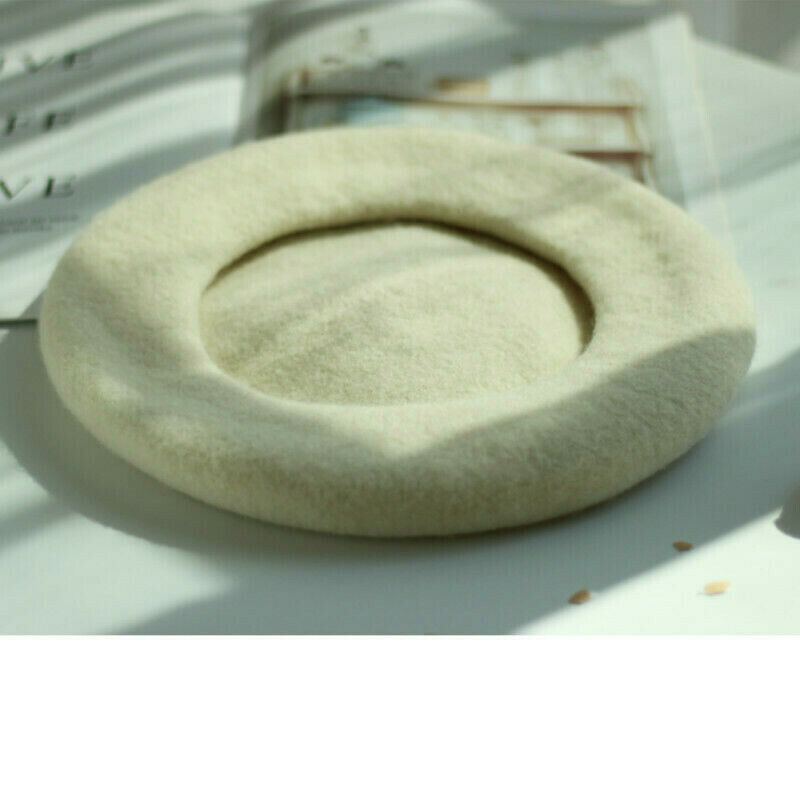Women's Beret Cap Painter Hat Lolita Wool Blend Fried Egg Style Handmade Thermal