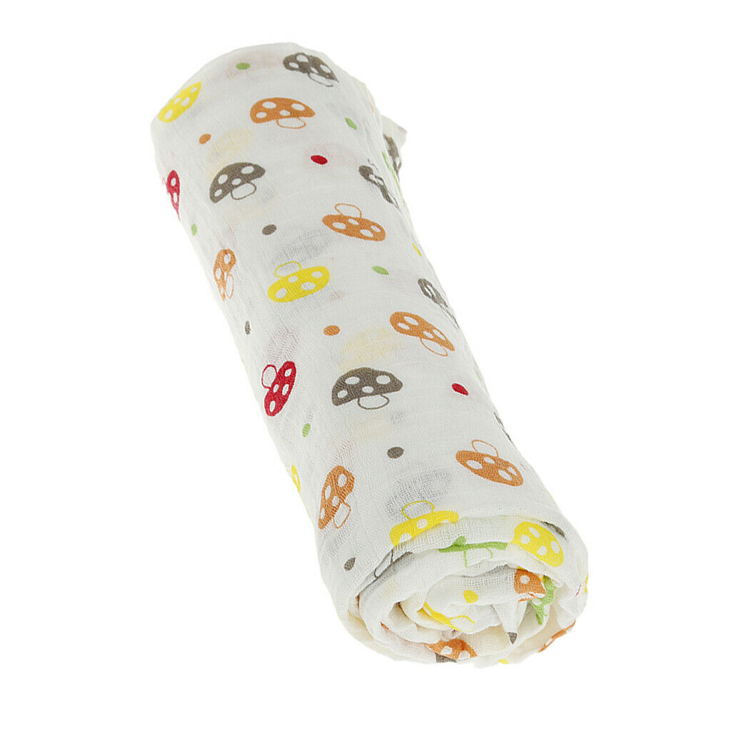 1Pcs Muslin Cotton Blanket Newborn Baby Blanket Swaddle Bath Towel Mushroom
