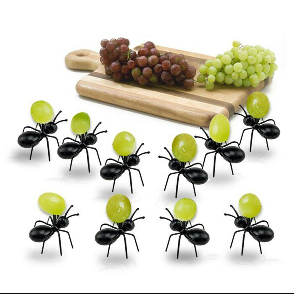 Lot of 12, Novelty Pudding Fruit Forks Black Cutlery Reusable Party Supply