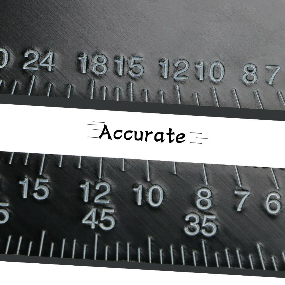 7'' Aluminum Alloy Triangle Metric Woodwork Ruler Angle Protractor Gauge Black