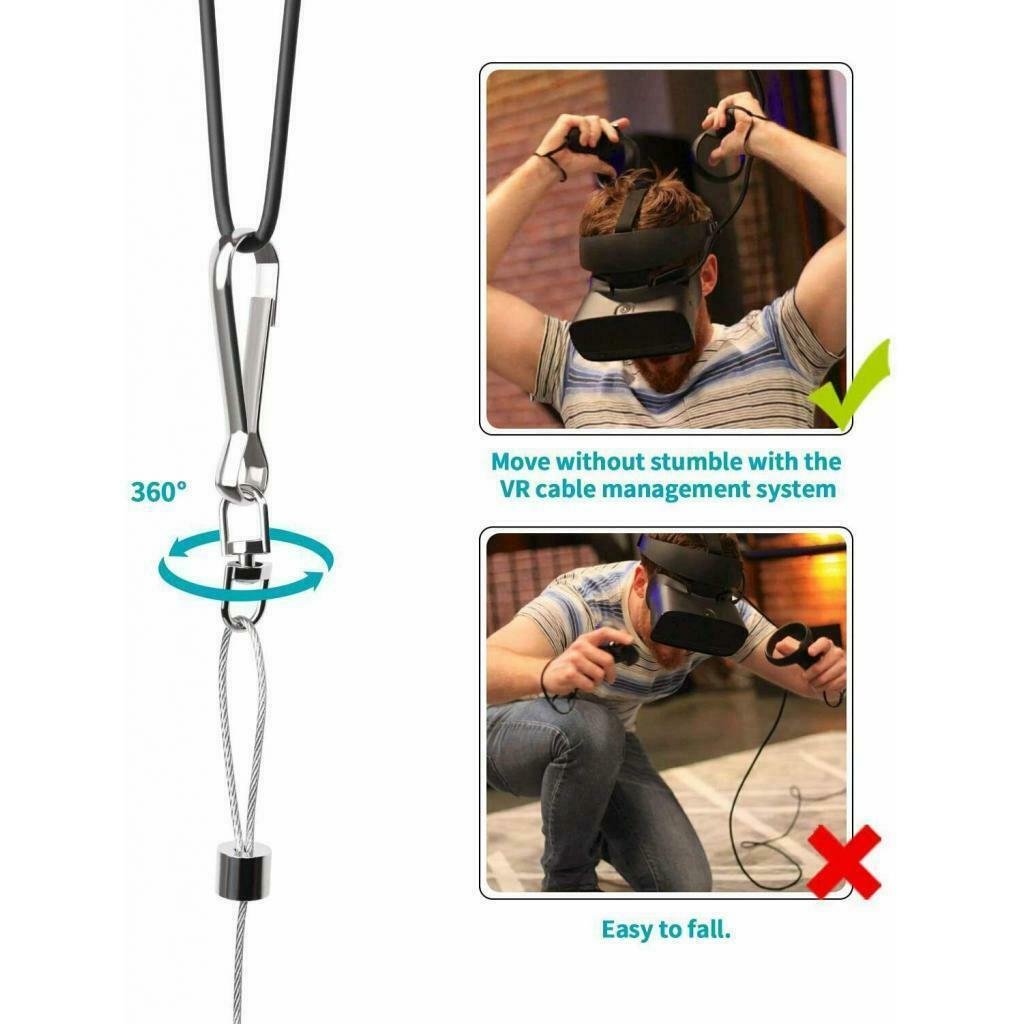 6 Packs Portable VR Cable Management Ceiling Pulley System Heavy Duty Black