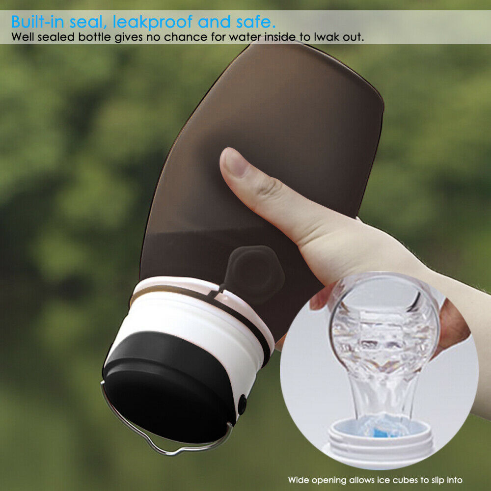 Collapsible Silicone Water Bottle Outdoor Sport Travel Hiking With Flash Light