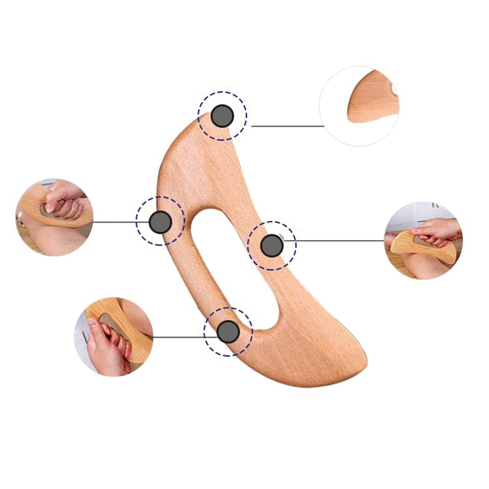 Professional Wooden Beech Gua sha Massage Tool for Release Back Arms Pain