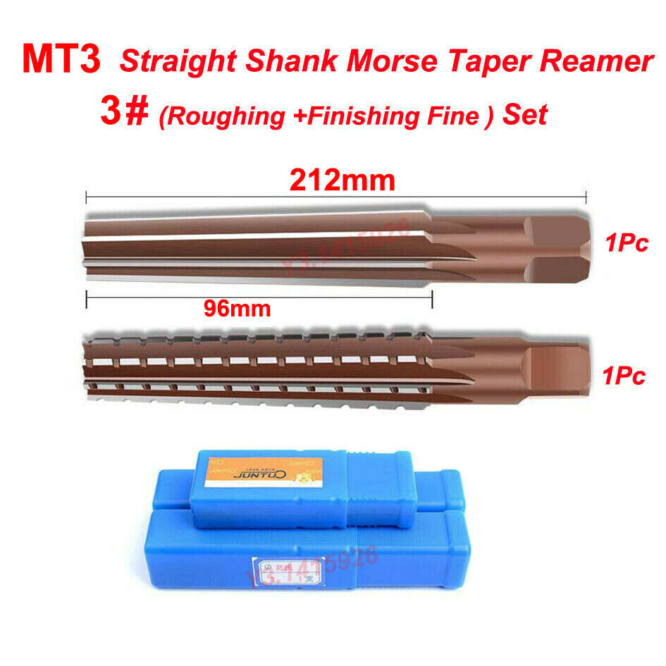 2Pcs MT3 Straight Shank Morse Taper Reamer Set Roughing+Finishing ReamerTool New