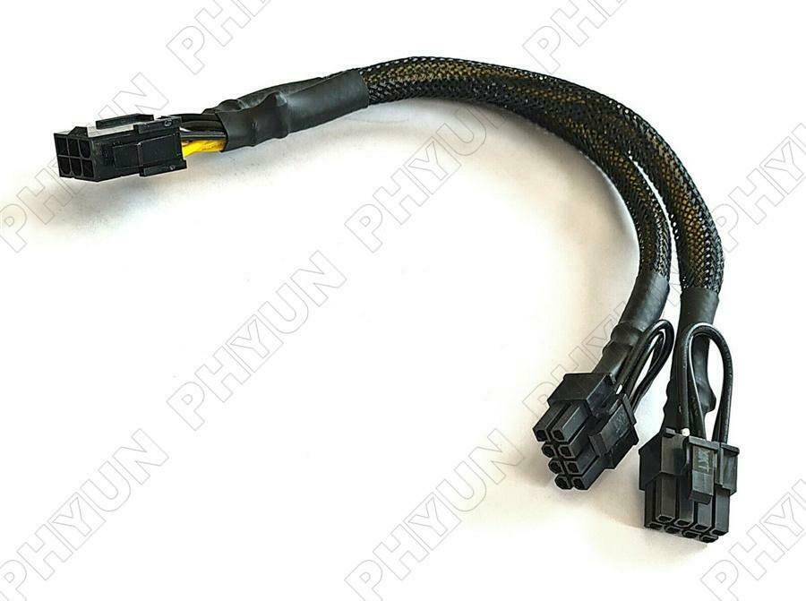 Black Sleeved PCI Express Splitter Cable 6-Pin To 2X PCI Express 6+2-Pin 18AWG