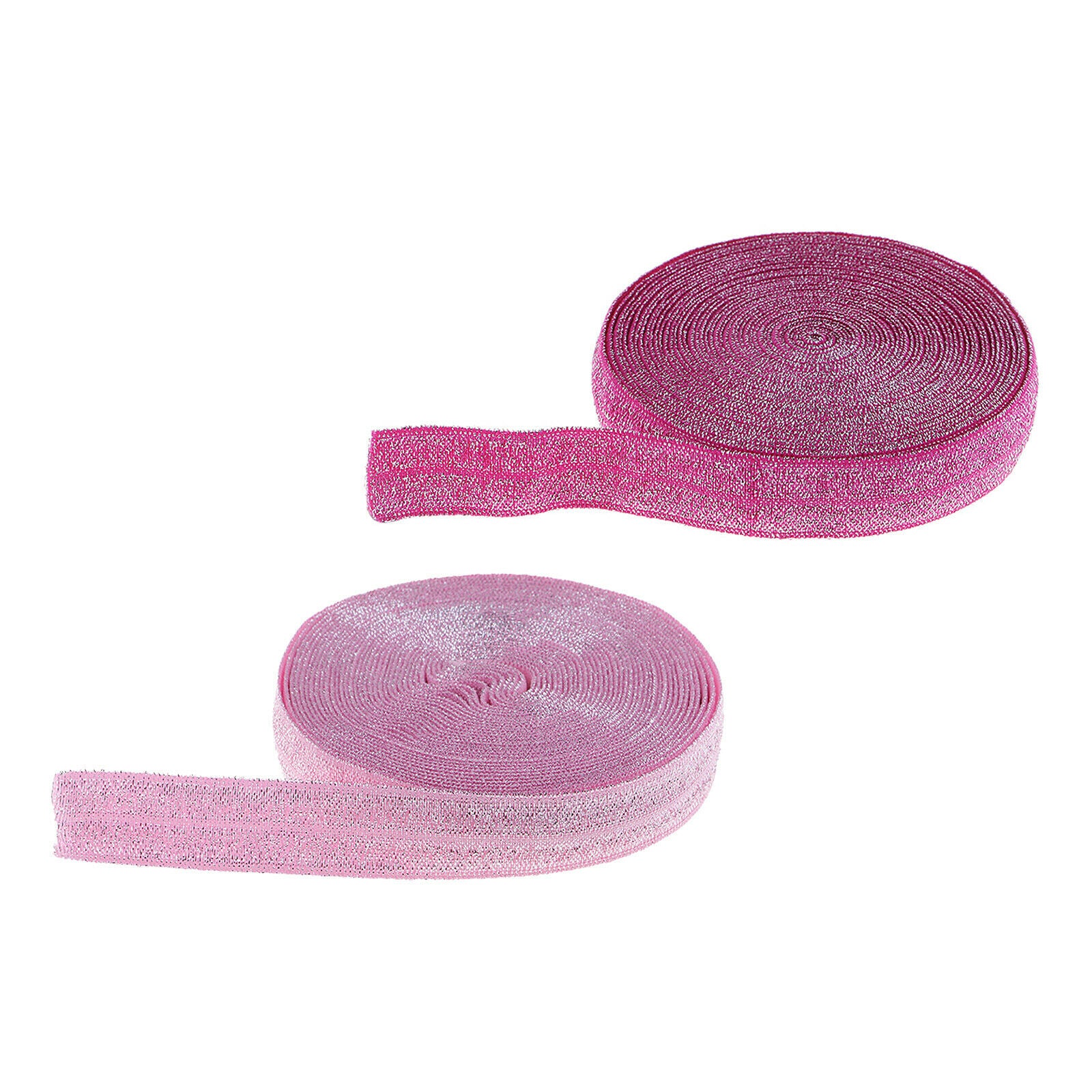 2 Pieces 5 Yards Bling Cotton Fold Over Sewing Elastic Band Rose Red + Pink