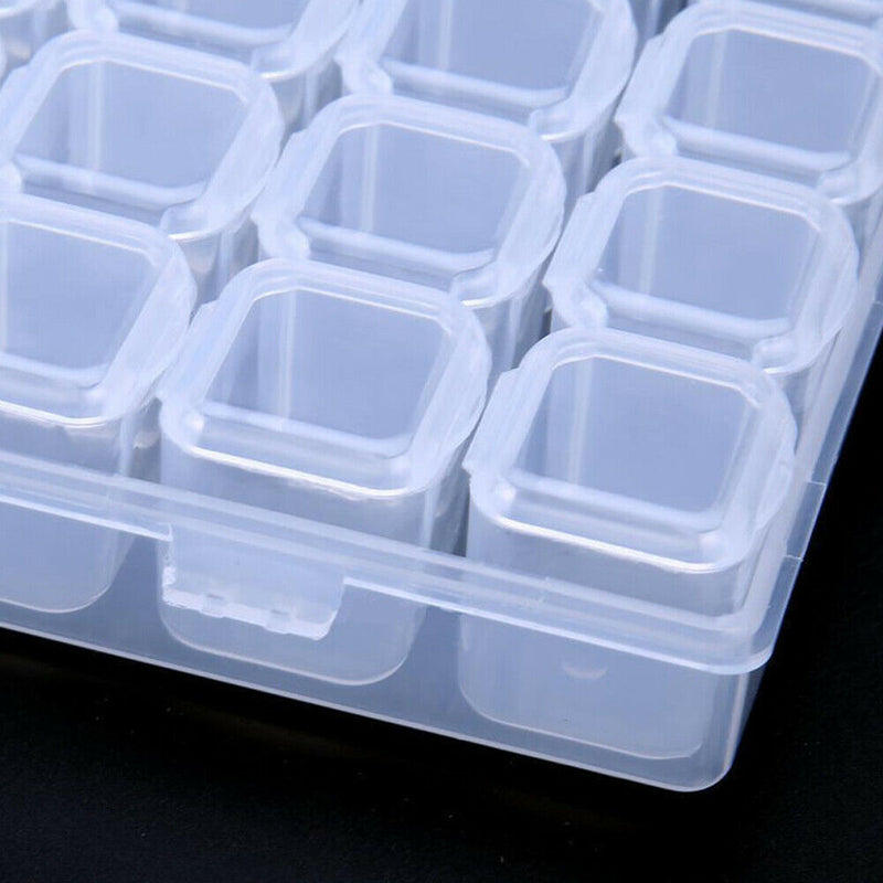Clear Plastic 28Slots Adjustable Jewelry Storage Box Case Craft Organizer Beads