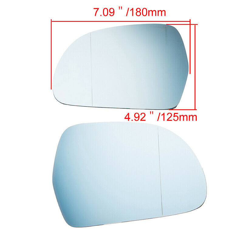 2X Rearview Mirror Glass Heated Blue Replacement For Audi A3 A4 A5 A6 2008-2011