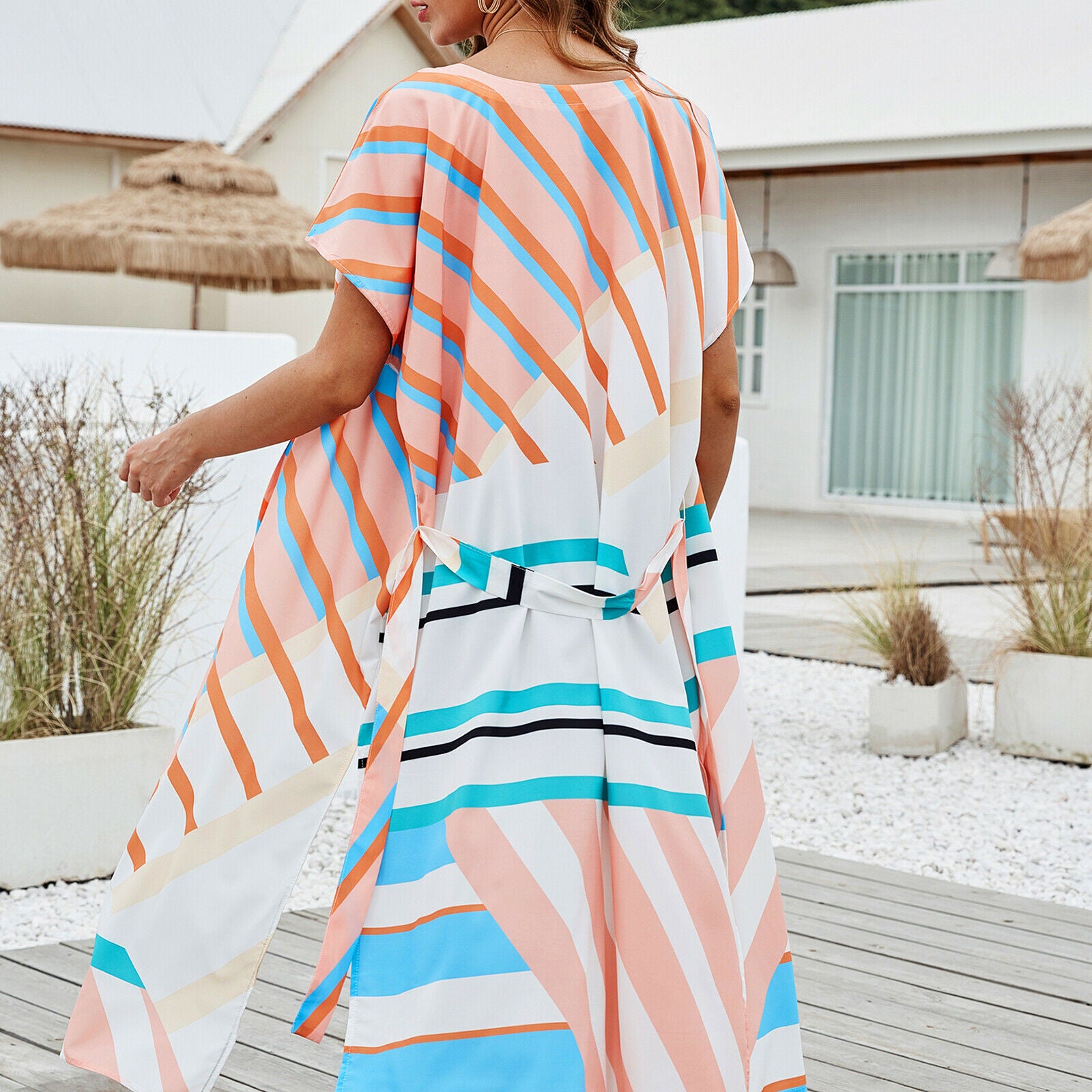 Women Beach Cover Ups Loose Sheer Kimono Cardigan Swimwear Wrap Blouse Tops