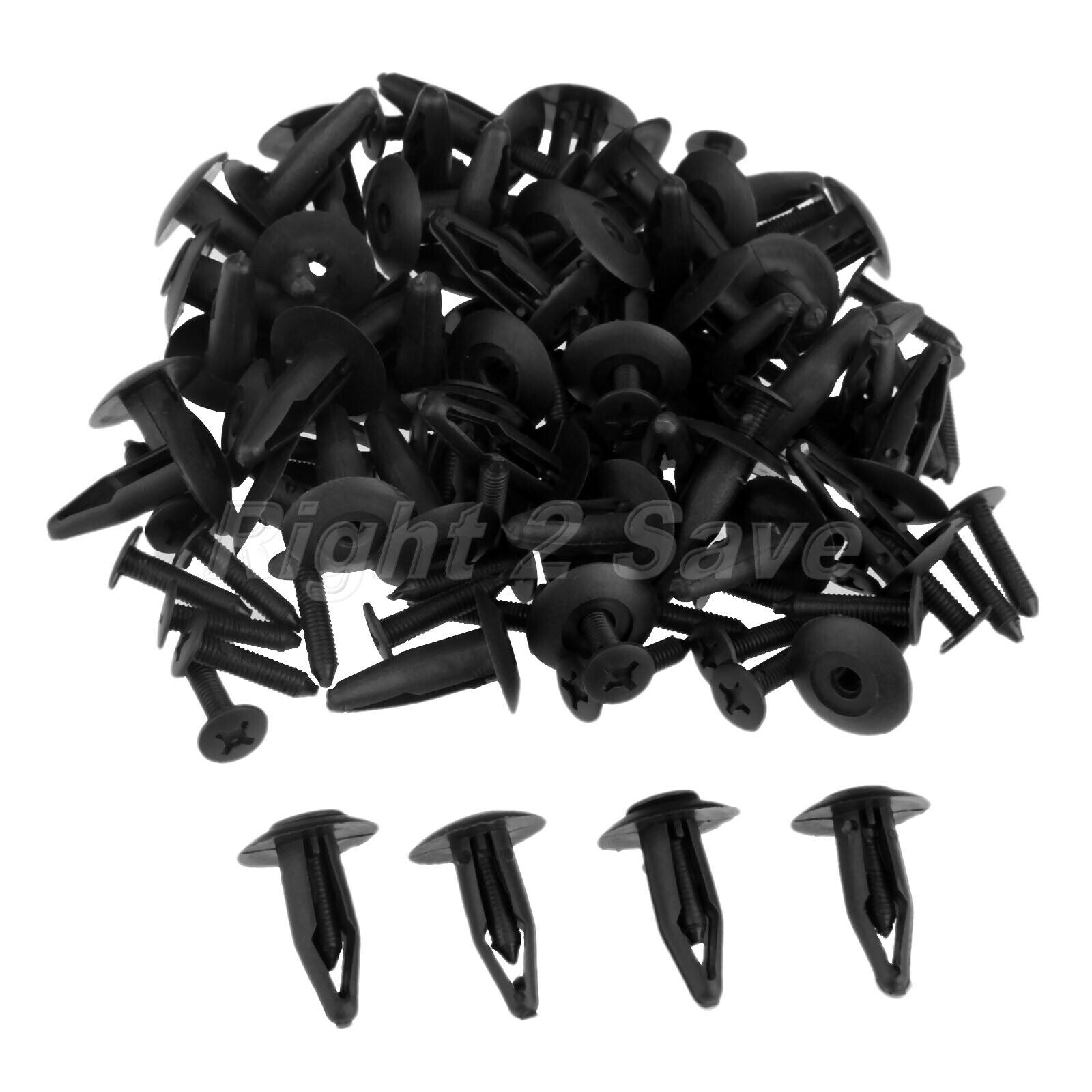 50 X Plastic Car Autto Black Fasteners Rivets trim panels for fender bumper door