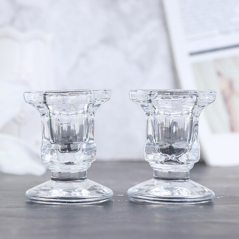 Wedding Candlestick Transparent Crystal Glass Candle Stand Dining Home De.l8