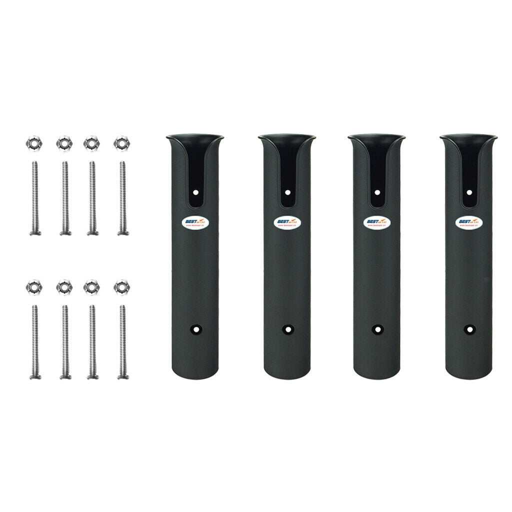 Black Boat Plastic Rod Holder 4 Tube Fishing Plastic Rod Holder Rack 4 Piece