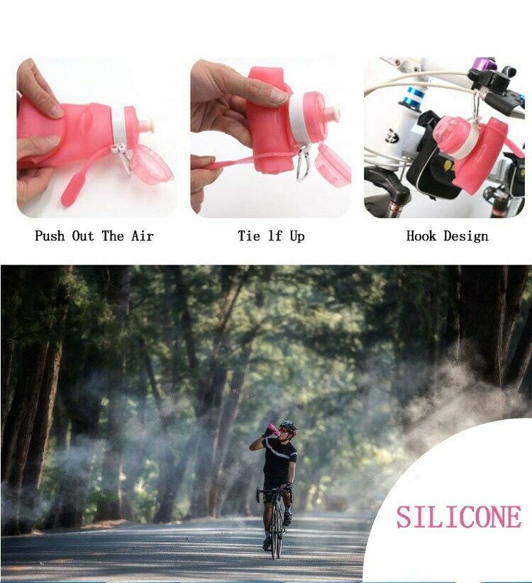 Silicone Water Bottle Portable Folding Leakproof Sport Outdoor Travel P6 BS5