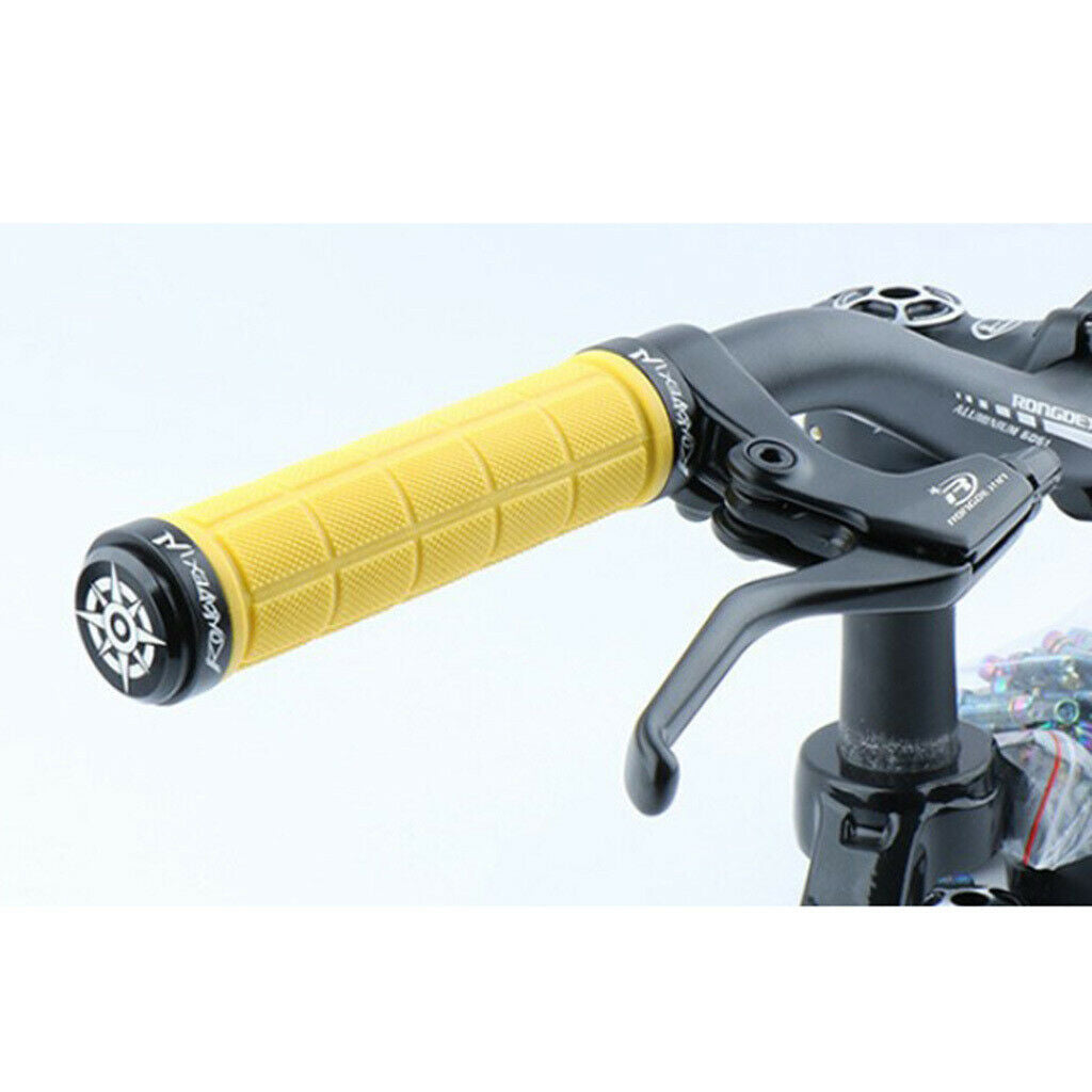 Bike Handlebar Sleeve Rubber Bicycle Lock on Anti slip Grip Yellow Lattice