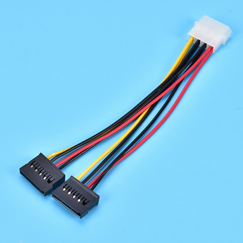 Molex to 2 SATA Dual Power Y Splitter Adaptor Cable Lead 2 Way 4 Pin -15 .l8
