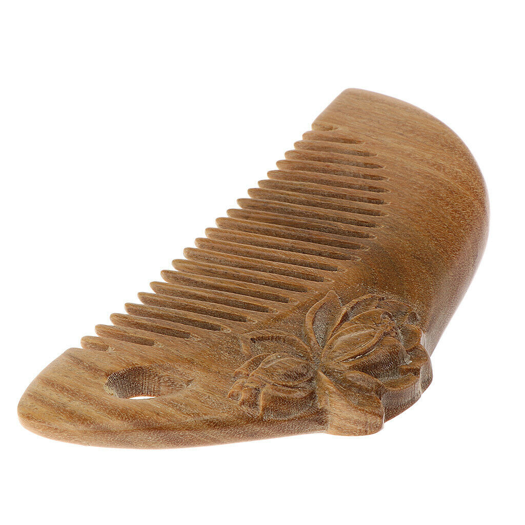Wide Tooth Green Sandalwood Hair Comb No Static Massage Detangler Comb Lotus