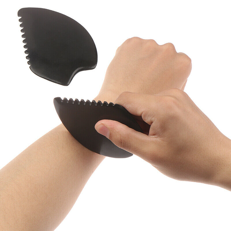 1Pc Black Natural Bian Stone Gua Sha Board Scraper Tools Scraping Massager BoGR