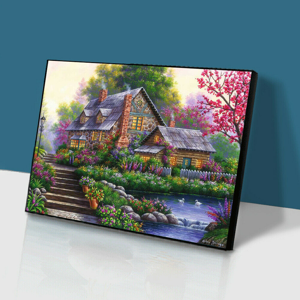 5D DIY Diamond Painting House Full Square Drill Embroidery Rhinestone Craft @