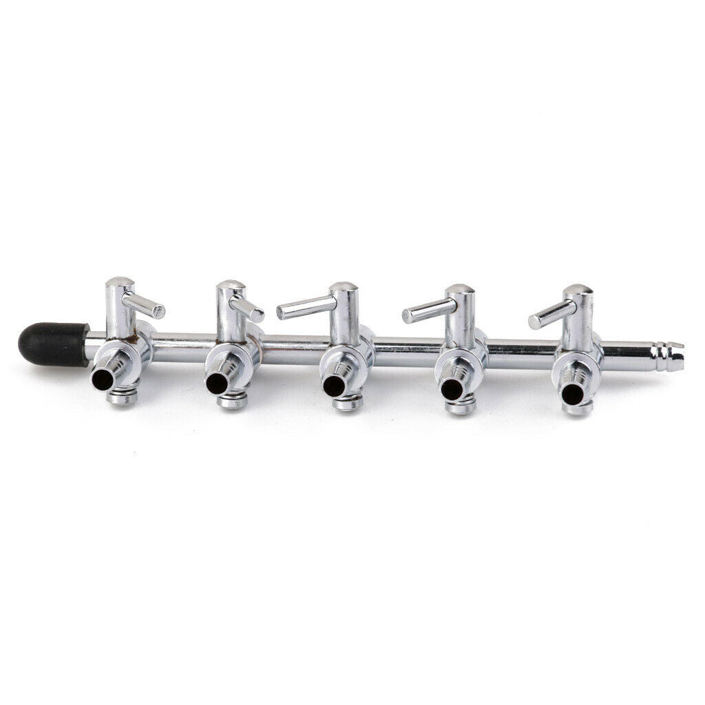 Aquarium Metal Air Tap Stopcock Air Hose Air Manifold 5 Way