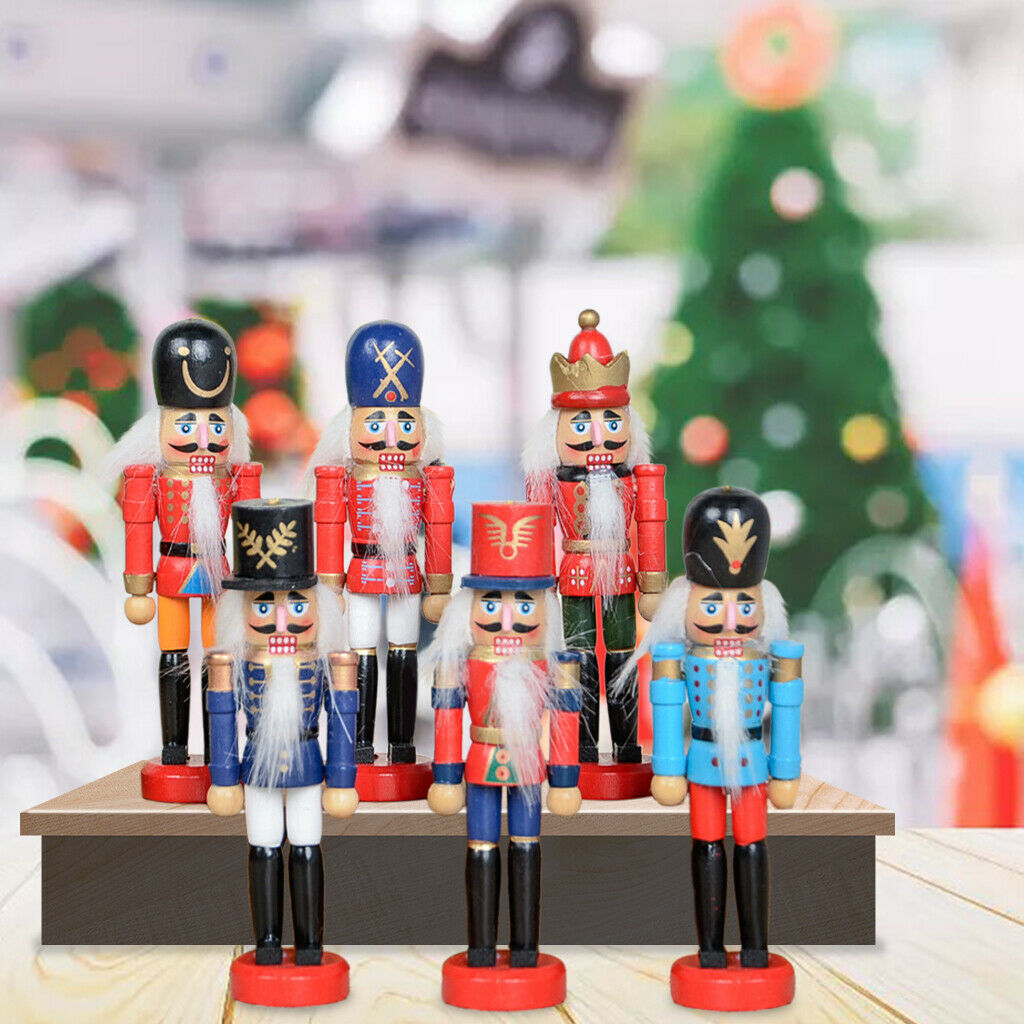 6Pcs Nutcracker Soldier Soldier Figures Decorative Ornament Christmas Gifts
