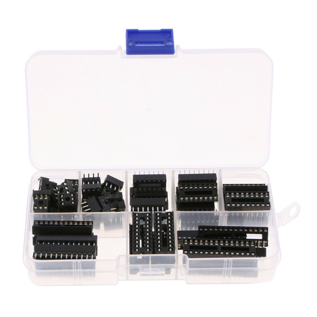 Dual Row DIP IC Socket Connector Adaptor Assortment Kit With Box, Multi Pin(66