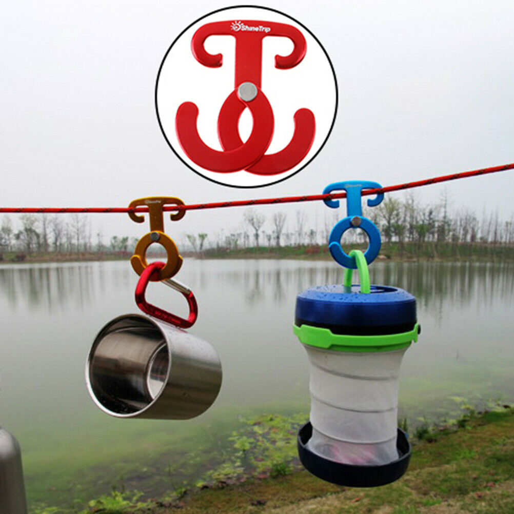 Multi Function Camping Tent Rope Self-locking Carabiner Tensioner Wind Ro.l8