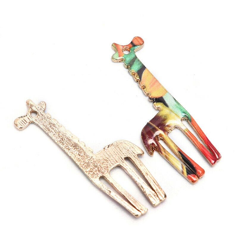 10Pcs Enamel Alloy Printing Animal Giraffe Charms Pendant Jewelry Craft Mak SJ