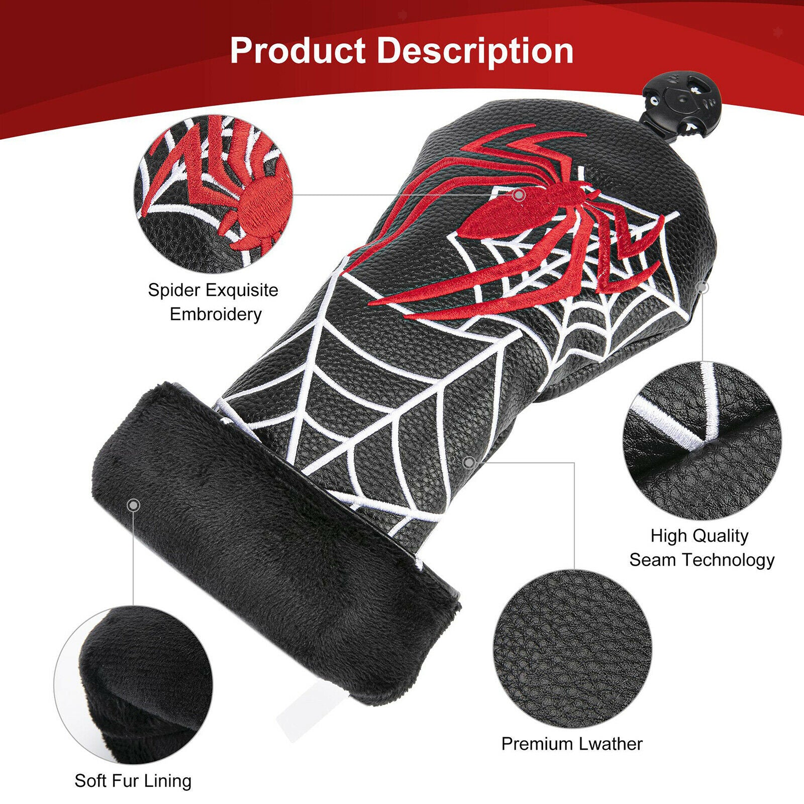 2X Leather Golf Head Cover Hybrid Driver Club Headcover Guard Sleeve Guard UT