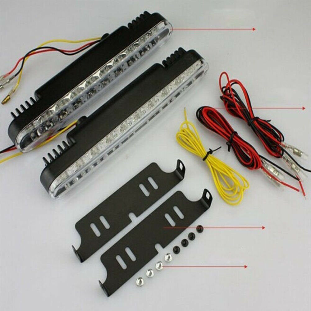 2x 30 LED Car Truck Daytime Running Light White DRL & Amber Turn Signal Fog Lamp