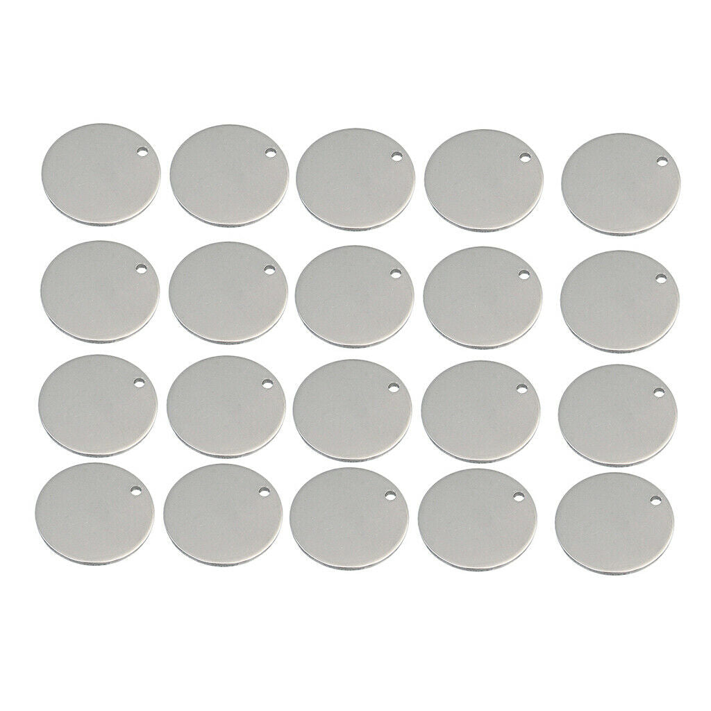 20pc Stainless Steel Round Metal Tags Stamping Blanks Tag Charms DIY Jewelry 6mm