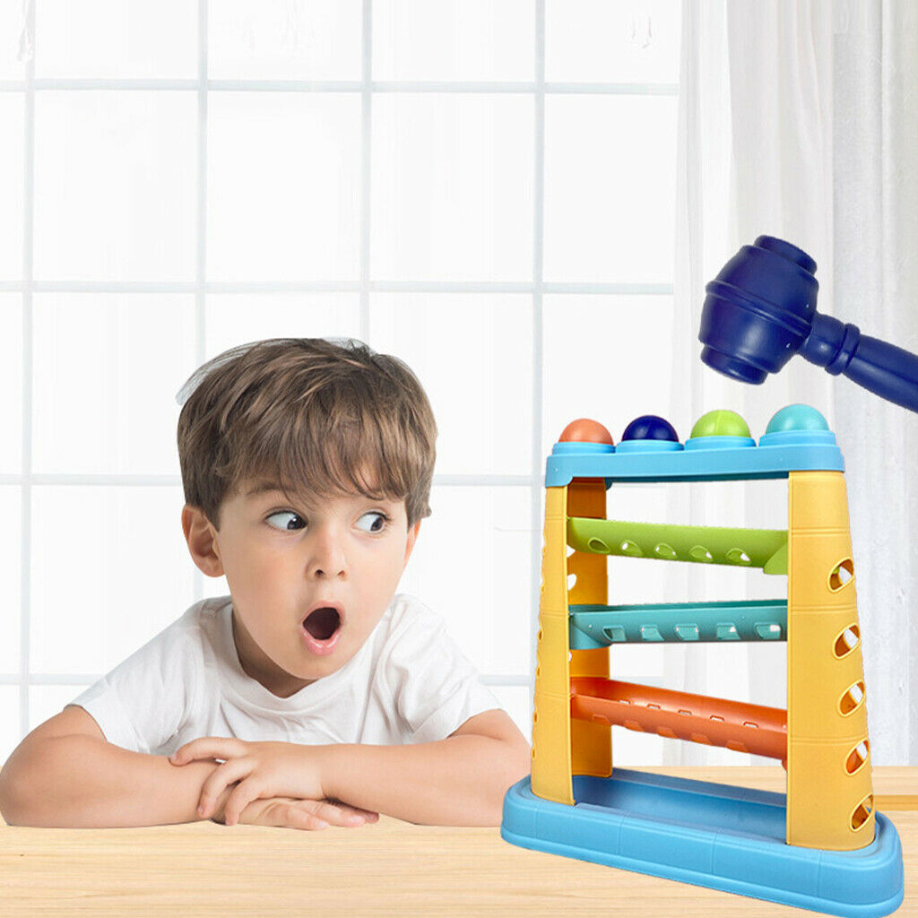 3 Layers Pound a Ball with 4 Balls and Hammer Maze Race Developmental Toys