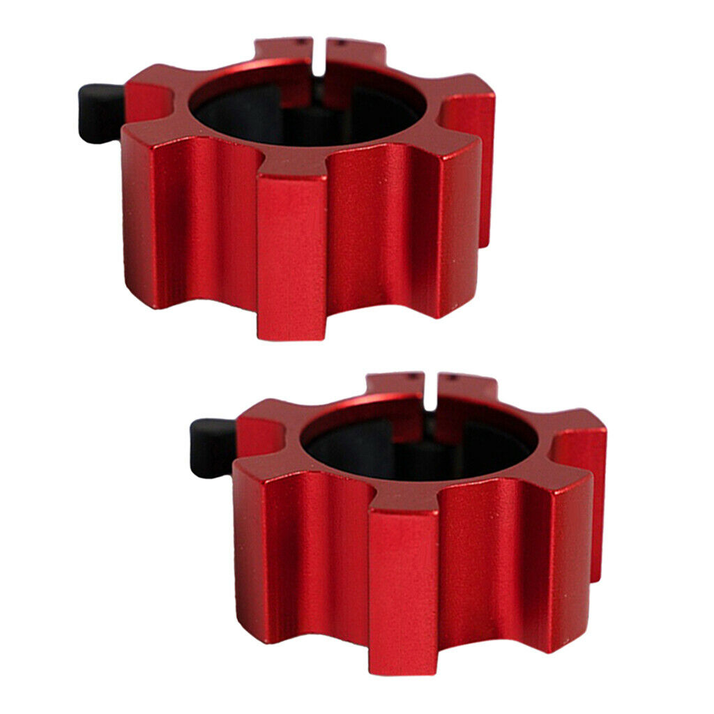 2 Pieces 2'' Barbell Collars Gym  Lock Weightlifting Shaft Clamps Red