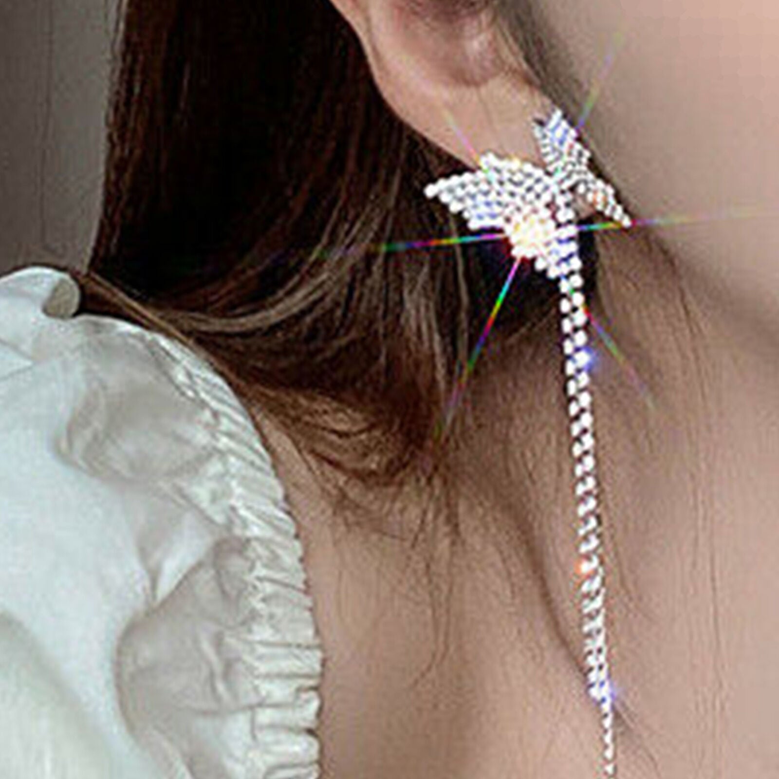 Rhinestone Butterfly Pendant Necklace Choker Earring Women Girls Jewelry Gift