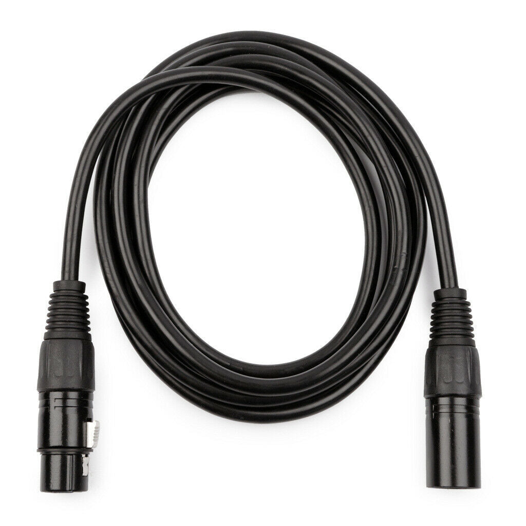 3 Pin XLR Cable 2m Male to Female Microphone Extension Lead Adapter Black
