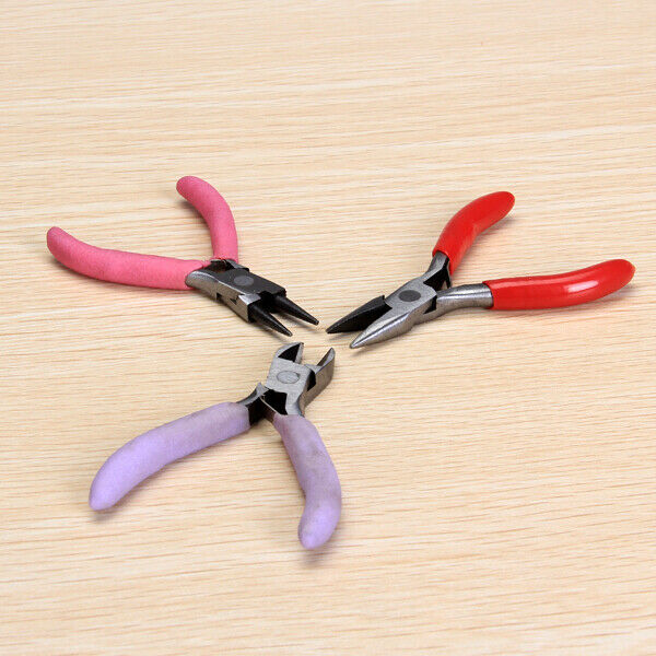 3x Mini Round Nose Pliers Cutter Set Beading Jewelry Making Findings Tools Kit
