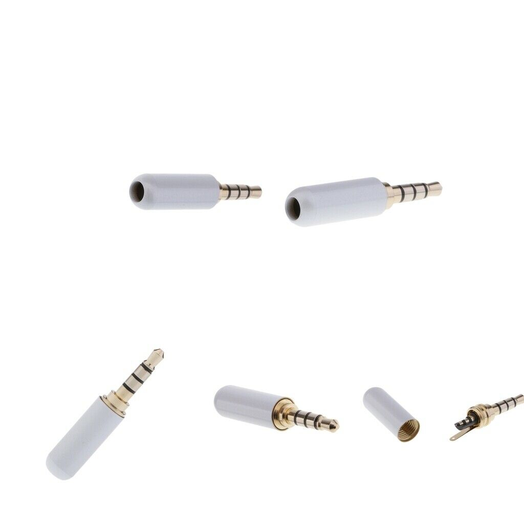 5x 4 Pole 3.5mm Male Repair headphone Plug Audio Soldering Connector White