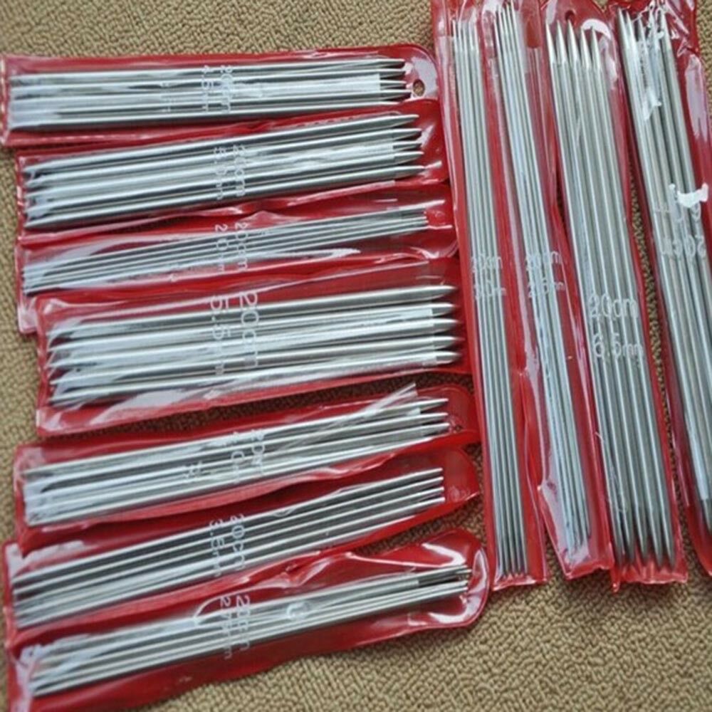 55pc 20cm Stainless Steel Dual Point Straight Sweater DIY Knitting Needle Set#ur