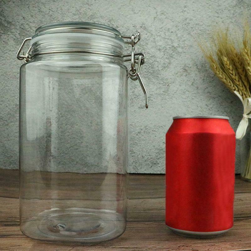 1250ML Plastic Square Clip Top Storage Jar With Airtight Seal Lid Food Container