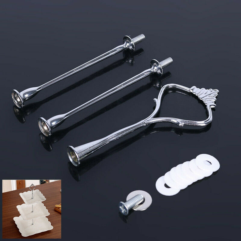 3 Tier Hardware Crown Cake Plate Stand Handle Fitting Holder Wedding Party Sets
