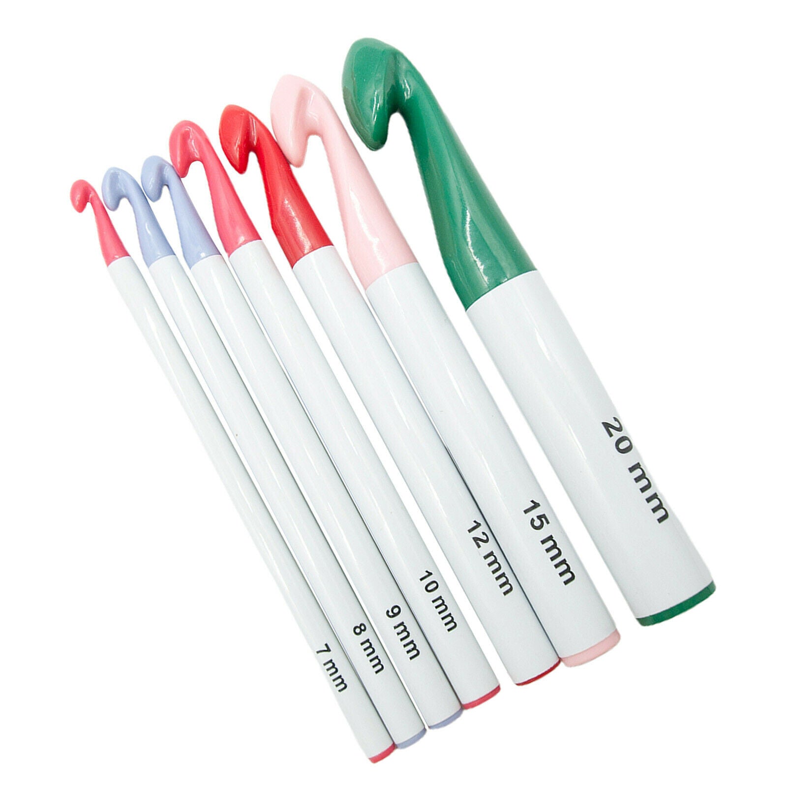 7 Pieces Colorful Crochet Hooks Set Knitting Needles Weave Craft 7mm-20mm