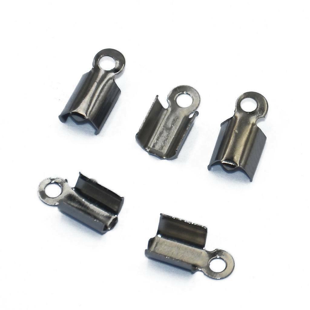 300pcs Metal Folding End Crimps Tips Cord   Jewelry Findings 10x4.5mm